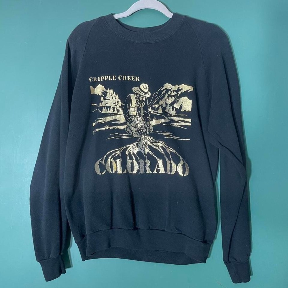 Vintage 1980s Cripple Creek Colorado gold printed crewneck